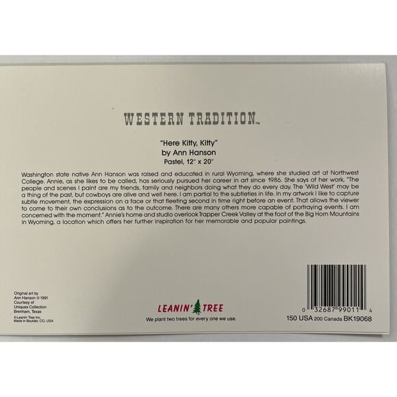 Leanin Tree Blank Greeting Cards Here Kitty Cowboy Western Tradition Lot Of 5 - Picture 3 of 6